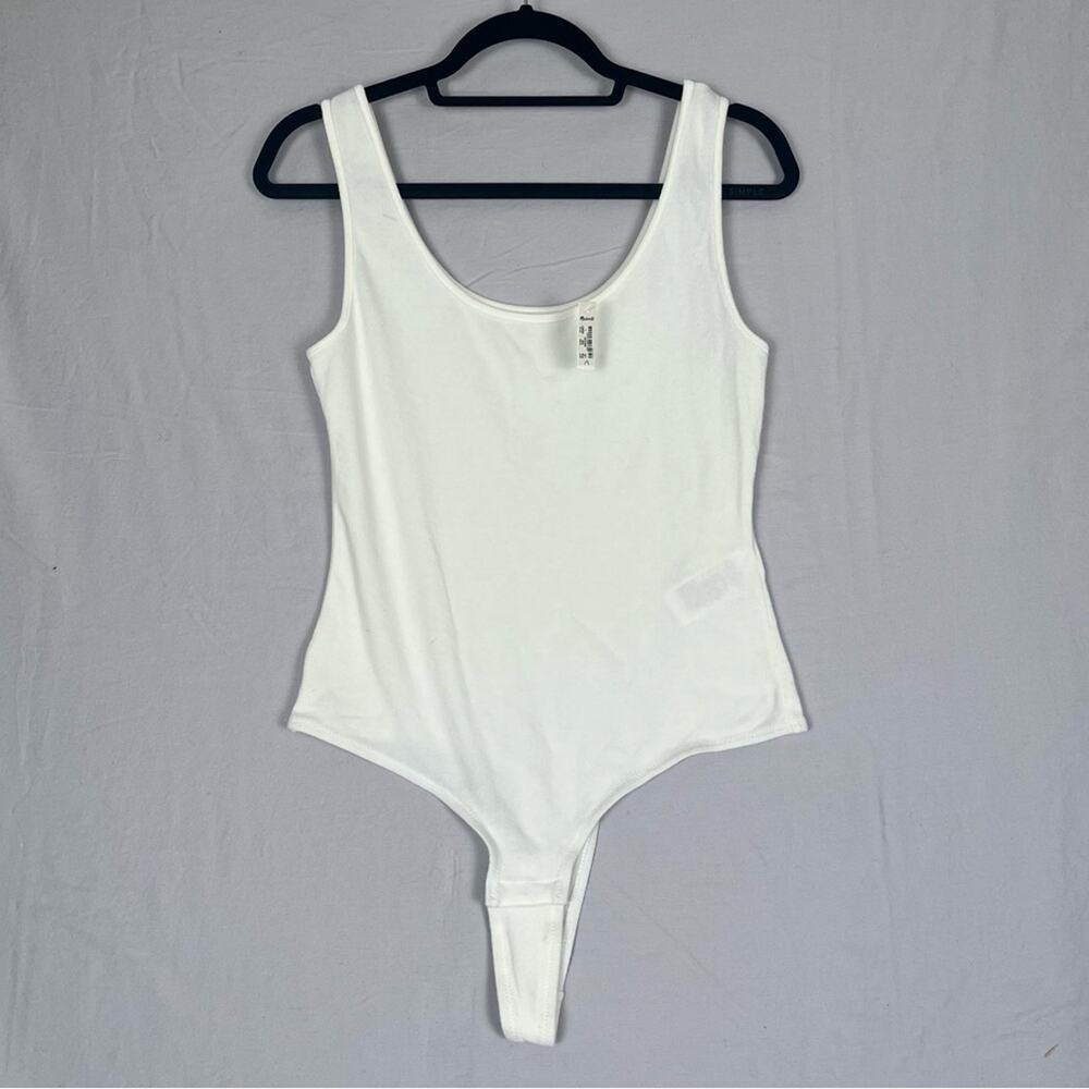 Madewell Bodysuit Women’s Large Creamy Ivory Scoop Neck Thong New With Tags